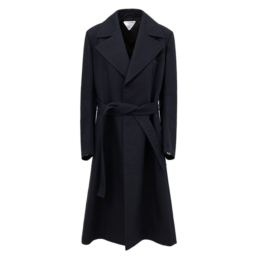 Blue Cotton Trench CoatDouble Cotton Canvas Trench Coat in Bottega Veneta Blue. Front fastening with covered buttons, removable belt, two side welt pockets, Ulster collar, small vent on the back, unlined. Composition: 100% Cotton SKU Brand: 713613V0BT0402