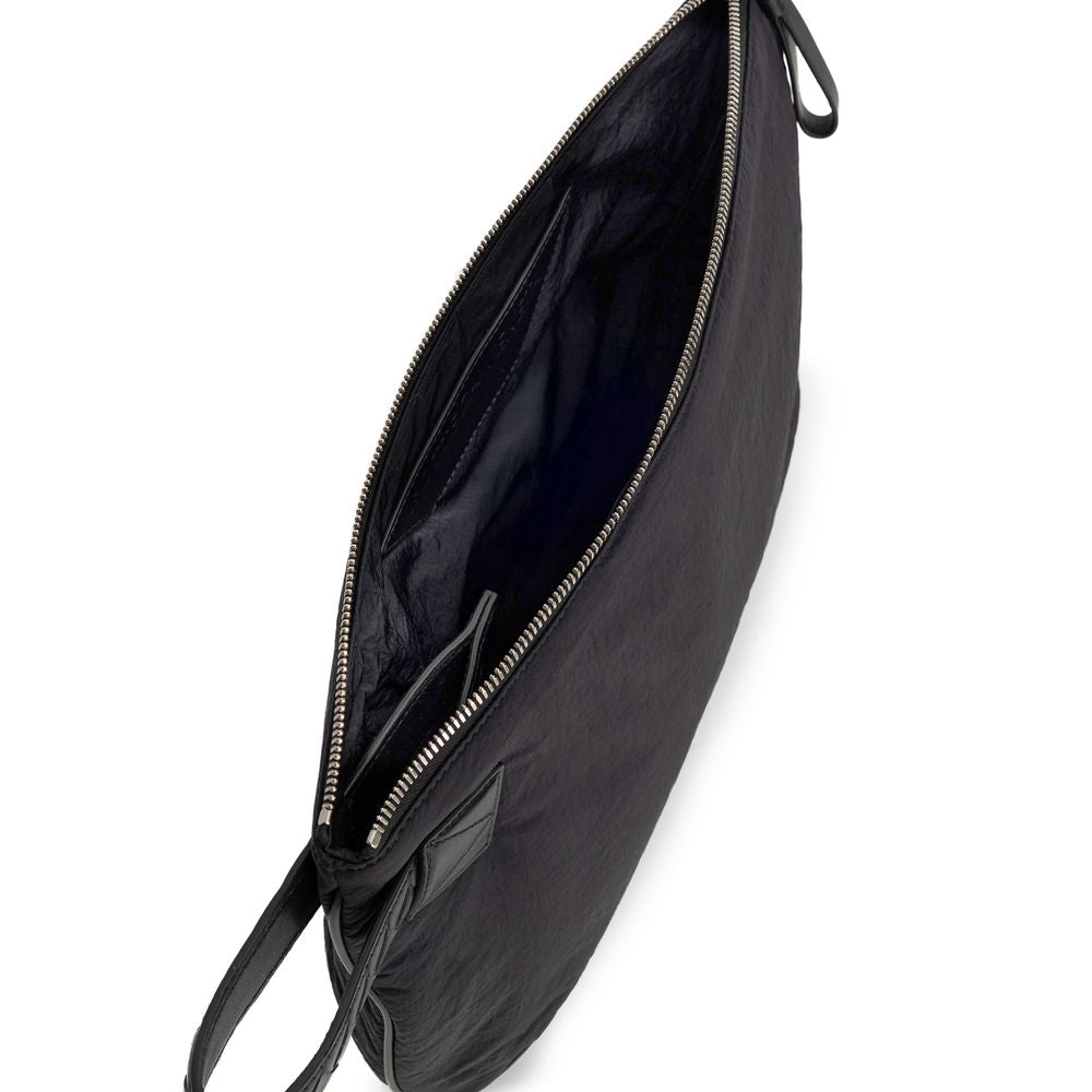 Black Synthetic Clutch Bag with Leather Handle