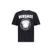 Black Cotton T-ShirtCotton T-Shirt by Versace featuring a ribbed crew neck and iconic contrasting monogram on the front, embellished with a Medusa maxi head. A distinctive garment that combines comfort and bold style. Season: AW25 Fit: Regular Composition