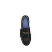 Black Calf Leather Bos Taurus Slip-On LoafersVersace’s Leather Loafers combine elegance and practicality in a slip-on design. Featuring a rounded toe, they feature the gold logo applied to the front tray, giving a distinctive and refined touch to this cla
