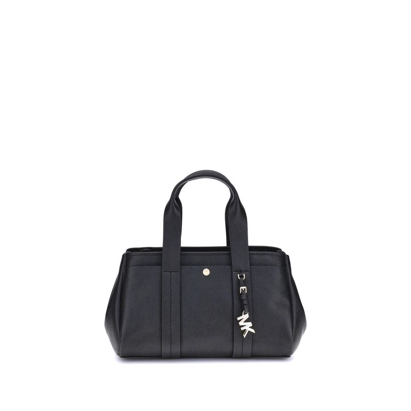 Black Calf Leather Bos Taurus Shoulder BagThe Small Romee Handbag by Michael Kors is a compact and refined accessory made of grained leather with an elegant and durable texture. It is embellished with a pendant bearing the iconic MK initials, the brand’s