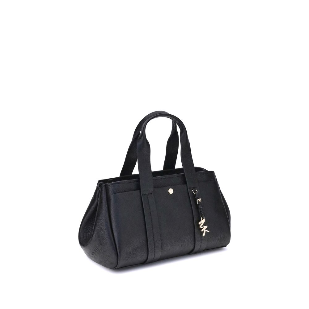 Black Calf Leather Bos Taurus Shoulder BagThe Small Romee Handbag by Michael Kors is a compact and refined accessory made of grained leather with an elegant and durable texture. It is embellished with a pendant bearing the iconic MK initials, the brand’s
