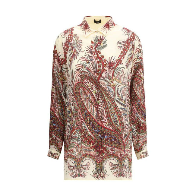 Multicolor Silk Pattern ShirtThe Etro Shirt is made of pure silk crêpe de Chine and stands out for its long and straight design, embellished with a placed floral Paisley print, emblem of the iconic style of the maison. The regular fit ensures comfort and