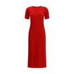 Red Cotton Casual DressThe Fendi knitted midi Dress combines comfort and iconic style in an essential and sophisticated design. Featuring a ribbed crew neck and short sleeves, it is embellished with the all-over FF pattern, emblem of the maison’s identity