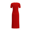 Red Cotton Casual DressThe Fendi knitted midi Dress combines comfort and iconic style in an essential and sophisticated design. Featuring a ribbed crew neck and short sleeves, it is embellished with the all-over FF pattern, emblem of the maison’s identity