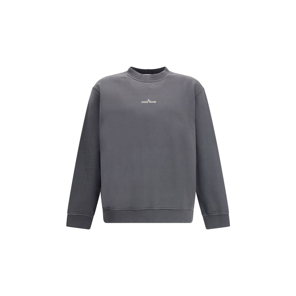 Logo SweatshirtThe Stone Island Logo Sweatshirt features a ribbed collar and ribbed cuffs and bottom band for a comfortable and defined fit. A small Stone Island logo printed in the center of the chest stands out on the front, while the famous Stone Islan