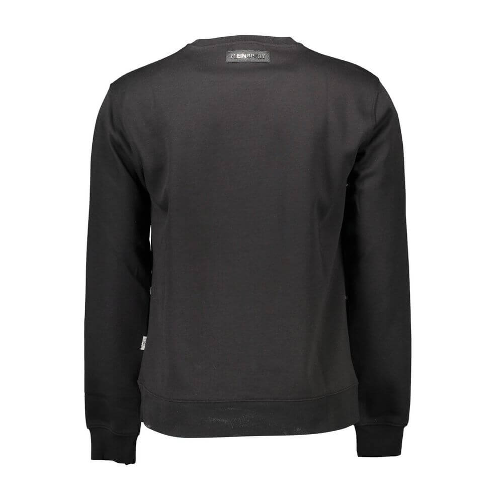 Black Cotton Men SweaterElevate your wardrobe with the striking aesthetics of Plein Sport. This long-sleeved sweatshirt presents a dynamic fusion of comfort and designer flair, featuring a bold round-neck cut, accented by iconic Plein Sport branding and a