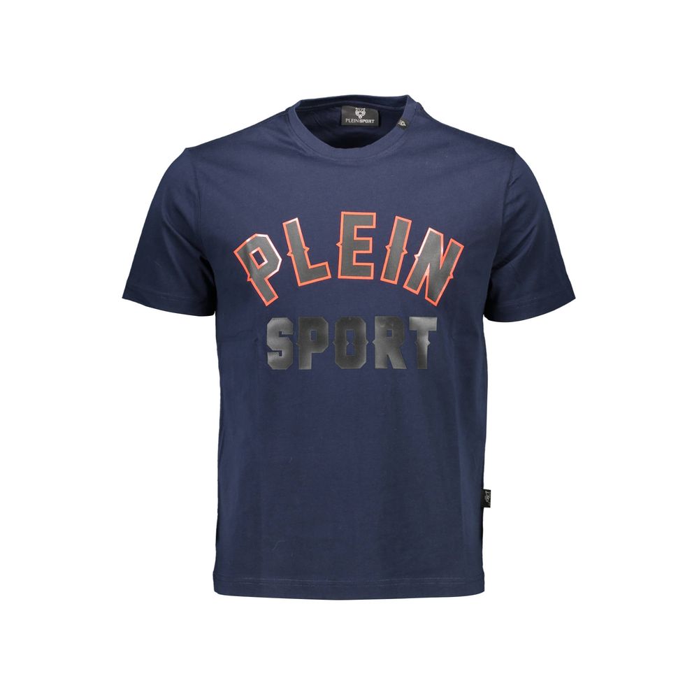 Blaues Baumwoll-T-Shirt mit Signature-Logo