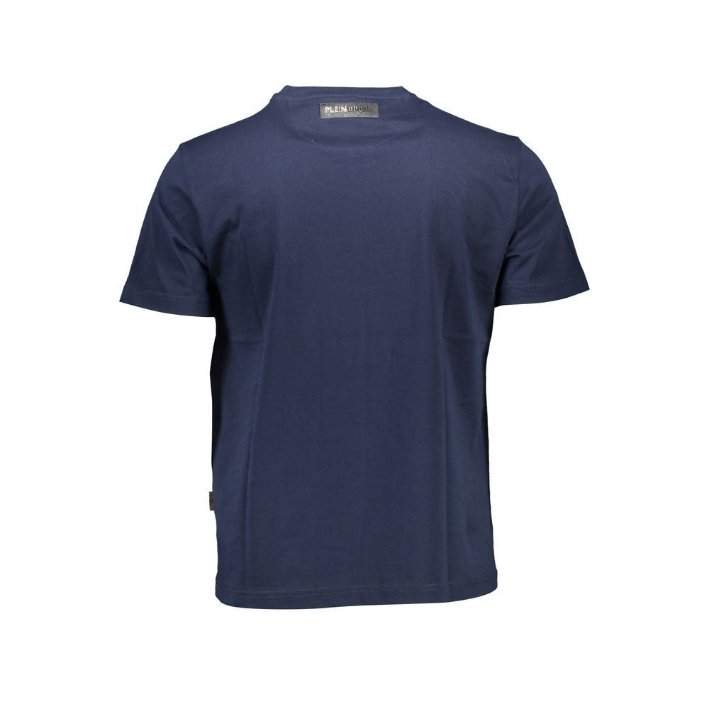 Blaues Baumwoll-T-Shirt mit Signature-Logo
