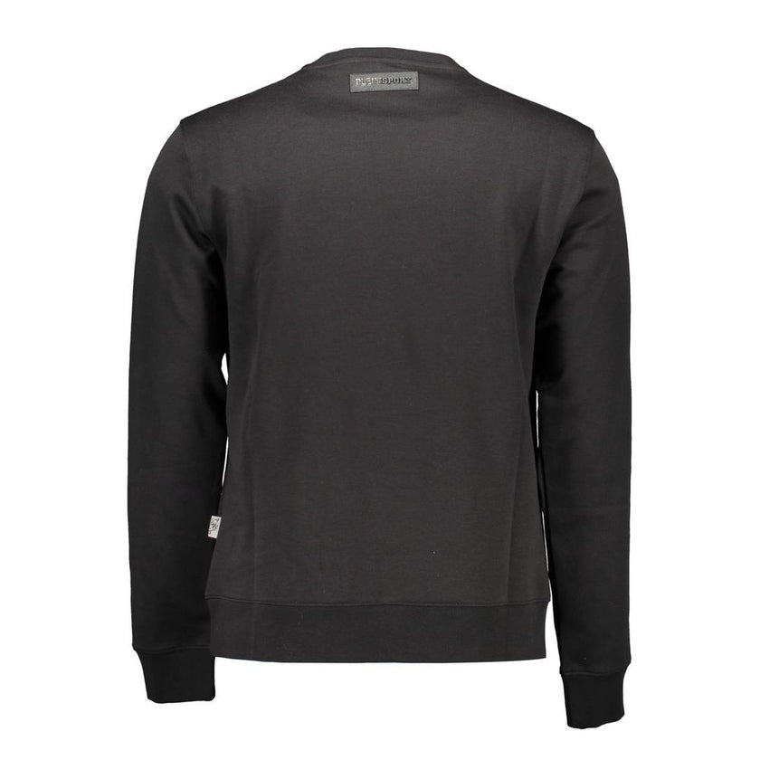 Black Cotton Men SweaterUnleash your bold fashion sense with this sleek ‘Plein Sport’ long-sleeved sweatshirt. Crafted for the trendsetters, this piece merges comfort with high-octane style, featuring a round neckline and striking contrasting details. Acc
