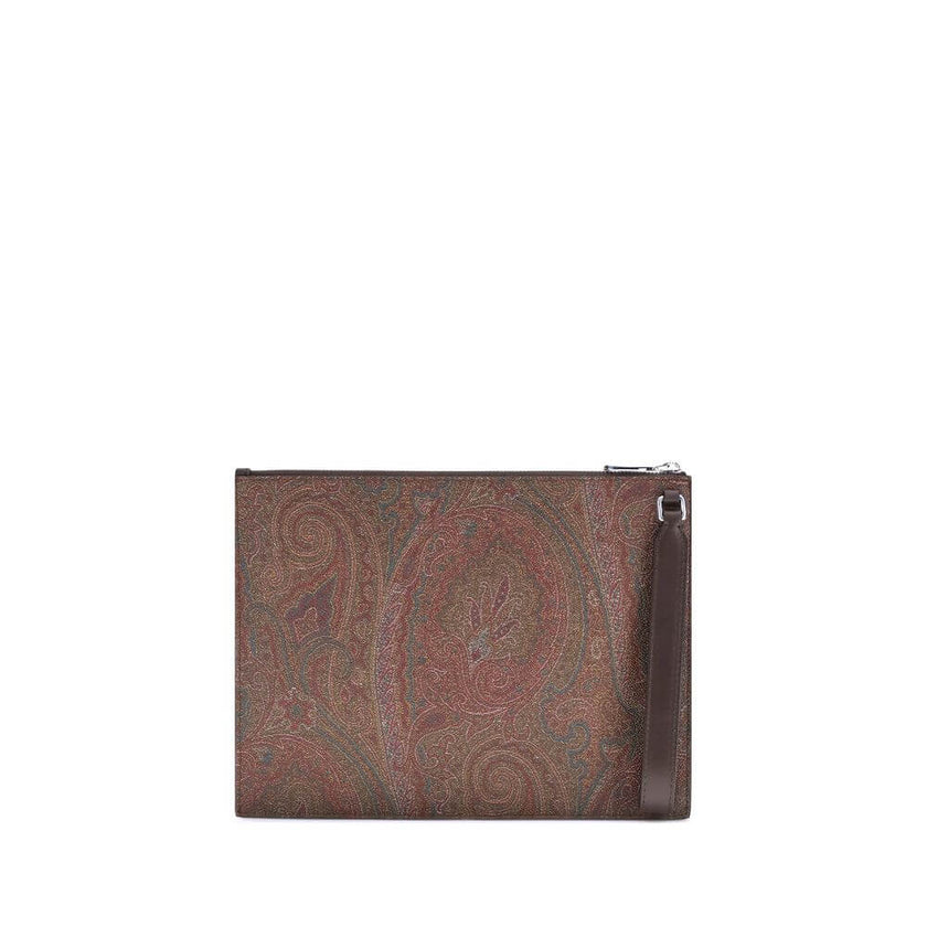 Multicolor Cotton Clutch BagThe Arnica Pouch by Etro is an elegant and distinctive accessory, crafted in the iconic Paisley jacquard fabric that celebrates the fashion house’s heritage. Embellished with the ETRO logo and the Pegasus embroidered on the fro