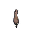 Black Calf Leather Bos Taurus PumpsThe Gancini slingback Pumps by Ferragamo combine classic elegance and iconic details. The softly rounded neckline enhances the silhouette of the foot, giving it a harmonious and feminine line. The famous Gancini ornament