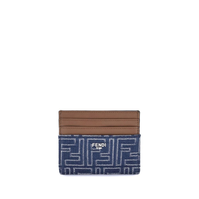 Blue Fabric WalletThe Fendi Embroidered denim Card Holder combines functionality and iconic style in a compact and sophisticated accessory. Crafted from denim with an all-over FF embroidery, it is embellished with the logo in metal letters on the front. I