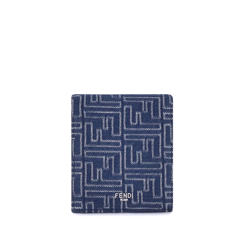 Blue Fabric WalletThe Fendi denim Wallet is an accessory with a bold and contemporary style. Crafted from denim with the iconic FF motif stitched all-over, it is embellished with a signature plaque applied to the front. The interior is organized with eigh