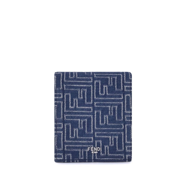 Blue Fabric WalletThe Fendi denim Wallet is an accessory with a bold and contemporary style. Crafted from denim with the iconic FF motif stitched all-over, it is embellished with a signature plaque applied to the front. The interior is organized with eigh