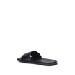 Black Calf Leather Bos Taurus Flat SandalsFendi Sandals stand out for their essential design and high craftsmanship. Featuring a high band, they are made of black grained leather and finished with hand-made tone-on-tone Selleria macro stitching, which com