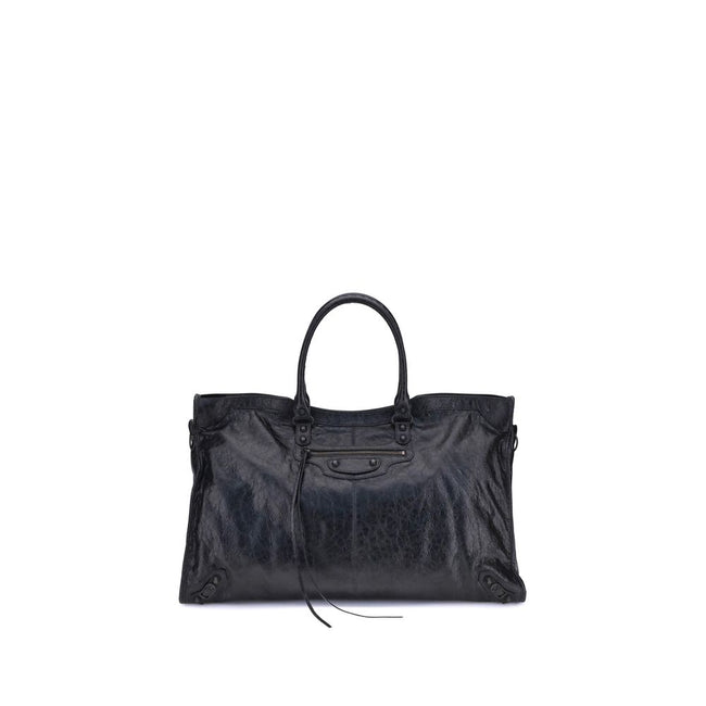 Black Calf Leather Bos Taurus Shoulder BagBalenciaga’s Le City Travel Bag is a high-class item made of fine lambskin leather that combines elegance and functionality. The two hand-woven leather handles lend a handcrafted and refined touch, while the adjus