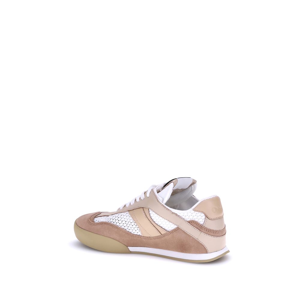 Beige Calf Leather Bos Taurus Low Top SneakersChloé’s Kick Sneakers are a perfect blend of modern style and comfort, ideal for a dynamic, casual-chic look. Made of mesh, smooth leather and suede, these sneakers offer a combination of textures that enrich