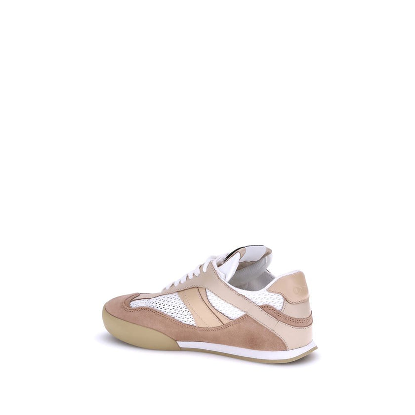 Beige Calf Leather Bos Taurus Low Top SneakersChloé’s Kick Sneakers are a perfect blend of modern style and comfort, ideal for a dynamic, casual-chic look. Made of mesh, smooth leather and suede, these sneakers offer a combination of textures that enrich