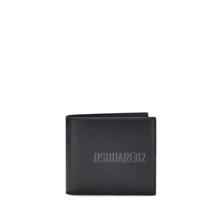 Black Calf Leather Bos Taurus WalletThe Dsquared2 bifold Wallet combines practicality and essential style. Made with a compact and functional design, it features the logo in low relief on the front. Inside, it offers four card slots, a space for banknotes
