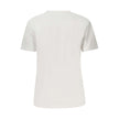 White Cotton Women T-ShirtEmbrace timeless style with a twist in this Calvin Klein crew neck T-shirt. Crafted from pure cotton for unparalleled comfort, its sleek white silhouette is elevated by the iconic logo delicately embroidered for that touch of ele