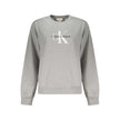 Gray Cotton Women SweaterUnleash the essence of effortless chic with this Calvin Klein masterpiece, a long-sleeved sweatshirt that exudes casual sophistication. The luxurious brushed texture, adorned with intricate embroidery and the iconic Calvin Klein l