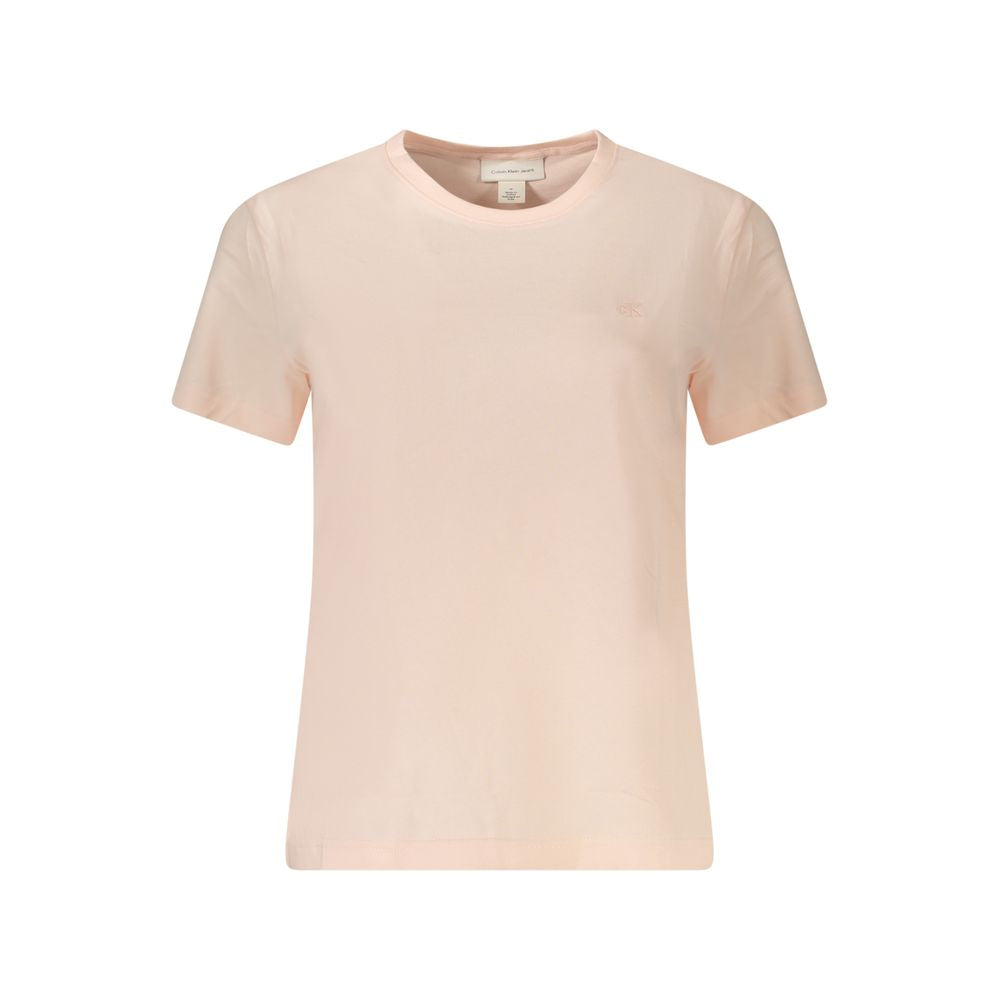 Pink Cotton Women T-ShirtDare to stand out with the emblematic craftsmanship of Calvin Klein. This short sleeve pink tee radiates effortless chic with its bold logo embroidery and classic crew neck. Crafted in sumptuous cotton for ultimate comfort, it’s y