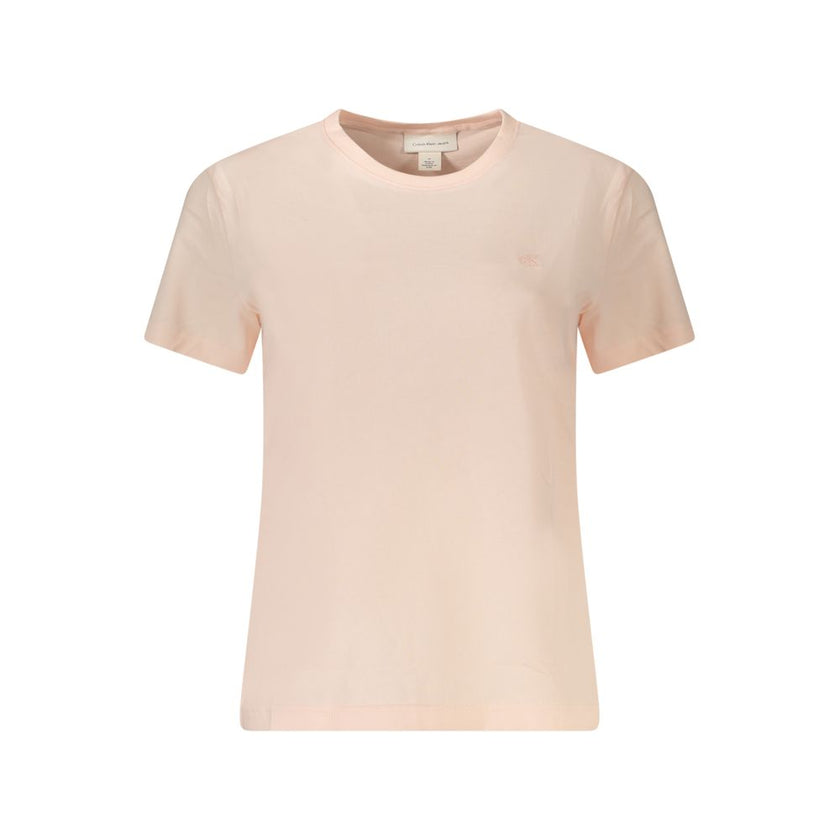 Pink Cotton Women T-ShirtDare to stand out with the emblematic craftsmanship of Calvin Klein. This short sleeve pink tee radiates effortless chic with its bold logo embroidery and classic crew neck. Crafted in sumptuous cotton for ultimate comfort, it’s y