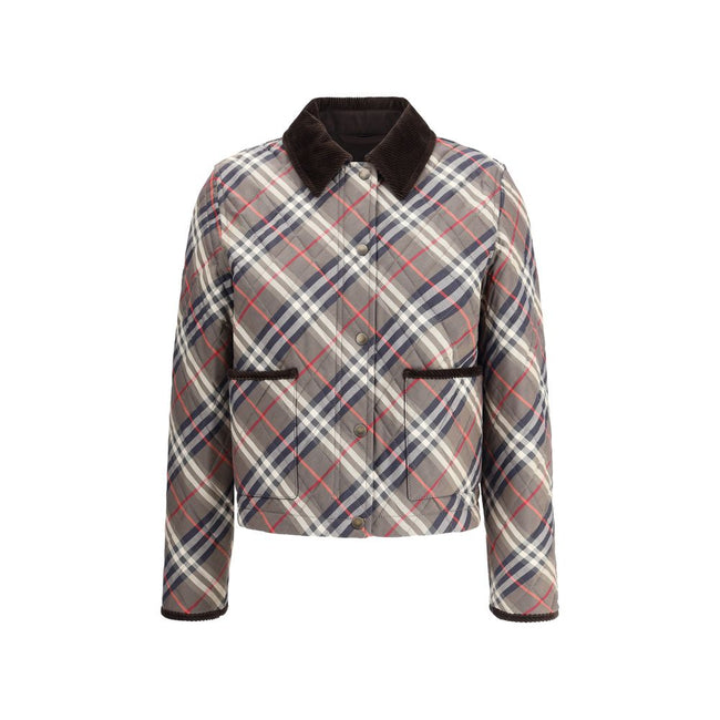 Multicolor Cotton CoatCrafted in England by cotton twill with a Burberry Check motif, the Burberry Quilted Jacket combines elegance and functionality. The cropped, regular-fit model is finished with a corduroy collar and details. Featuring a zip and press