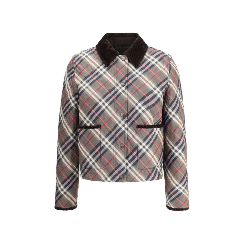 Multicolor Cotton CoatCrafted in England by cotton twill with a Burberry Check motif, the Burberry Quilted Jacket combines elegance and functionality. The cropped, regular-fit model is finished with a corduroy collar and details. Featuring a zip and press