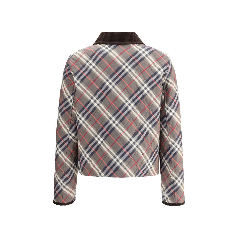 Multicolor Cotton CoatCrafted in England by cotton twill with a Burberry Check motif, the Burberry Quilted Jacket combines elegance and functionality. The cropped, regular-fit model is finished with a corduroy collar and details. Featuring a zip and press