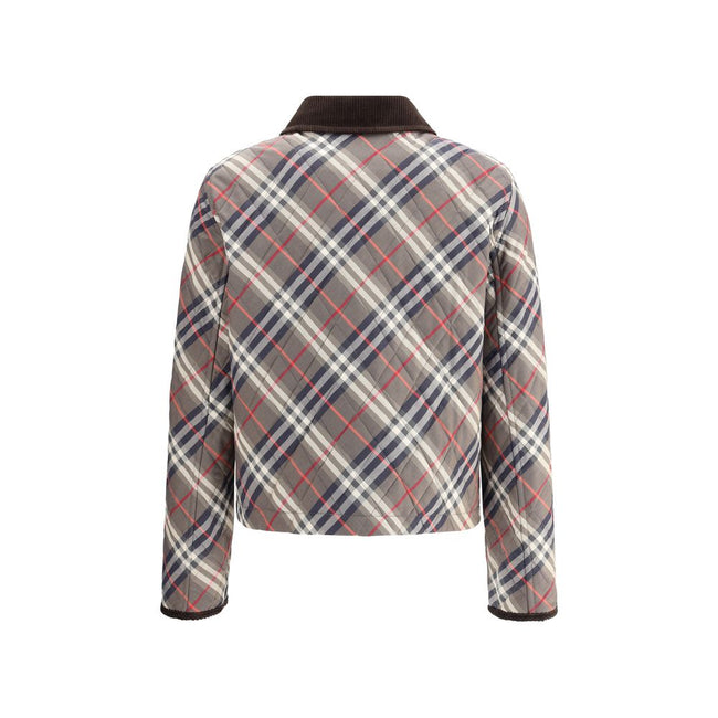 Multicolor Cotton CoatCrafted in England by cotton twill with a Burberry Check motif, the Burberry Quilted Jacket combines elegance and functionality. The cropped, regular-fit model is finished with a corduroy collar and details. Featuring a zip and press