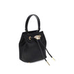 Black Viscose Shoulder BagThe Versace La Medusa Bucket Bag, crafted from satin with a shiny satin finish, is an elegant and distinctive accessory. Featuring the iconic three-dimensional emblem on the leather drawstring closure, it features a removable han