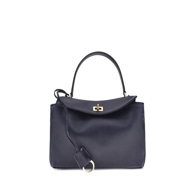 Blue Calf Leather Bos Taurus Shoulder BagThe Rodeo Small Shoulder Bag in used-effect leather by Balenciaga features a top handle for a comfortable and elegant grip. The front closure is equipped with a flap and turn lock, adding a distinctive and function