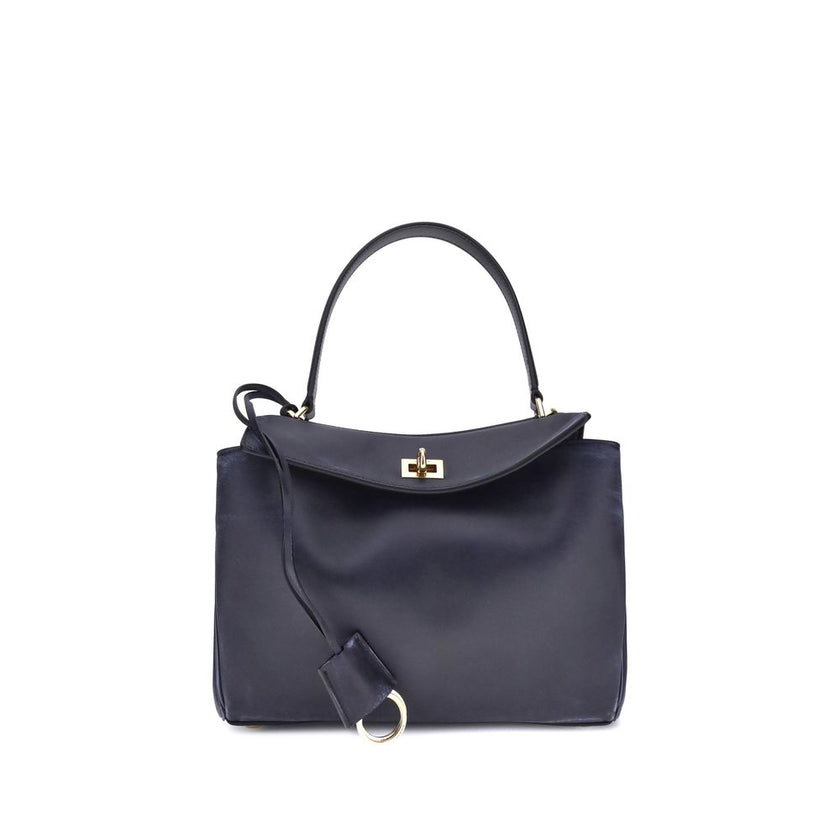 Blue Calf Leather Bos Taurus Shoulder BagThe Rodeo Small Shoulder Bag in used-effect leather by Balenciaga features a top handle for a comfortable and elegant grip. The front closure is equipped with a flap and turn lock, adding a distinctive and function