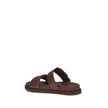 Brown Calf Leather Bos Taurus Flat SandalsLeather Sandals with FF detail by Fendi, a perfect combination of iconic style and everyday comfort. The design is defined by a double front band embellished with the embossed FF motif, the unmistakable symbol of