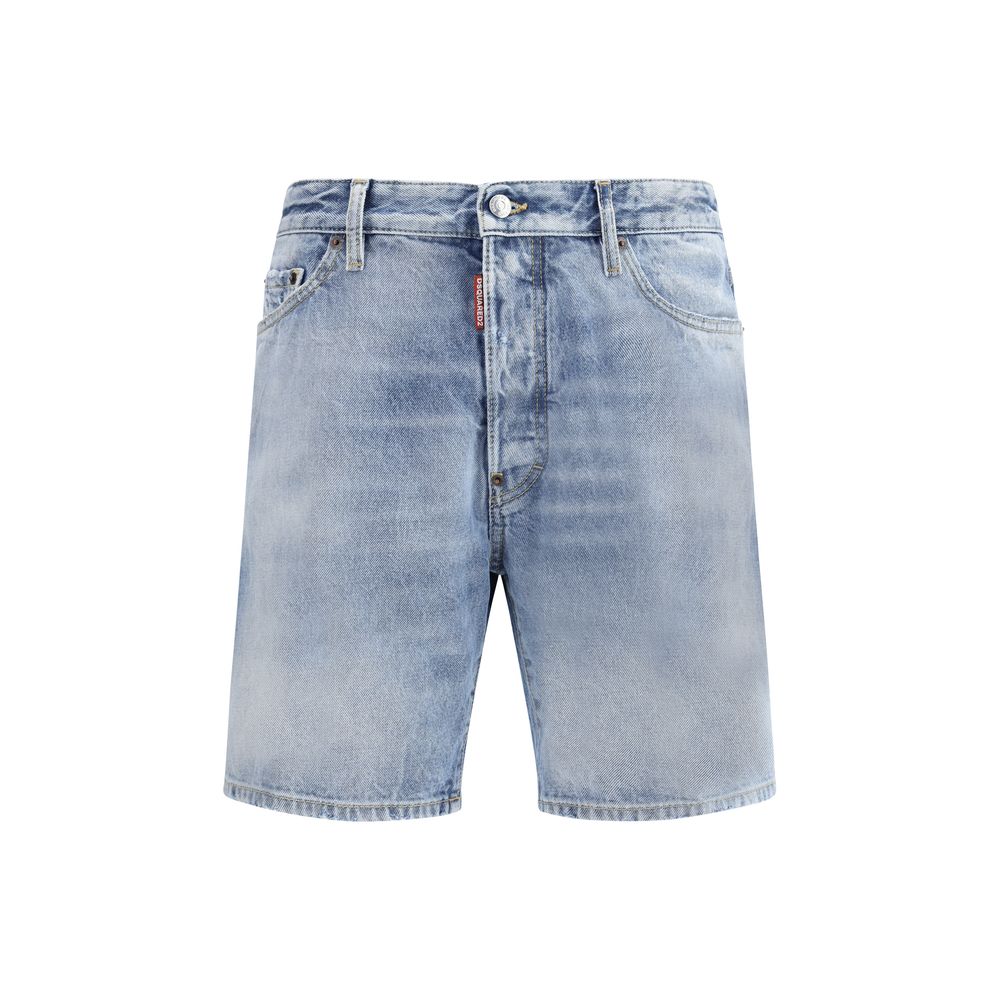 Light Blue Cotton Bermuda ShortsThe Dsquared2 Marine Cotton Shorts reinterpret the classic denim design with a bold and contemporary touch. Crafted from durable cotton, they feature a five-pocket construction, belt loops at the waist and a front button cl