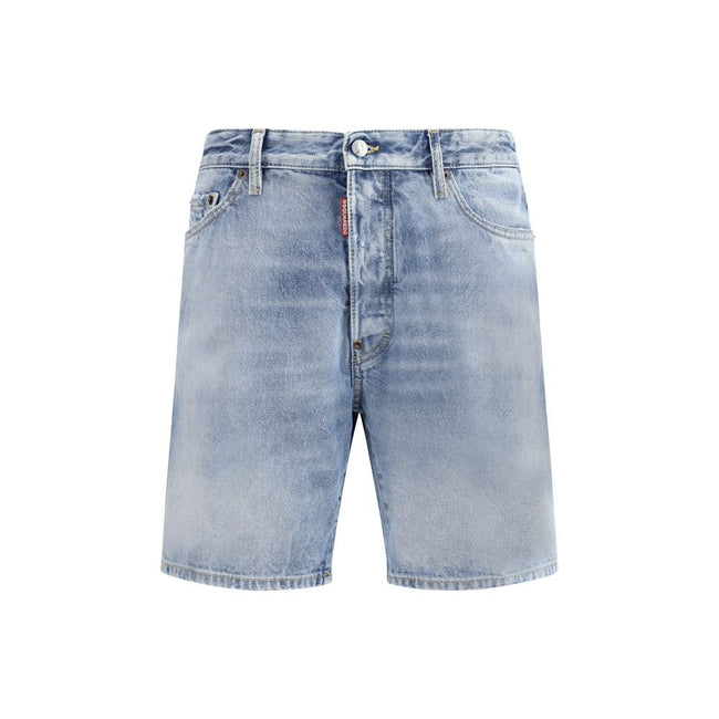 Light Blue Cotton Bermuda ShortsThe Dsquared2 Marine Cotton Shorts reinterpret the classic denim design with a bold and contemporary touch. Crafted from durable cotton, they feature a five-pocket construction, belt loops at the waist and a front button cl