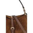 Brown Calf Leather Bos Taurus Shoulder BagThe Pony Shoulder Bag by Etro, made of suede, stands out for its double closure: the main one with a magnetic button decorated with the ETRO logo and the Pegasus, engraved with the refined coin minting technique,