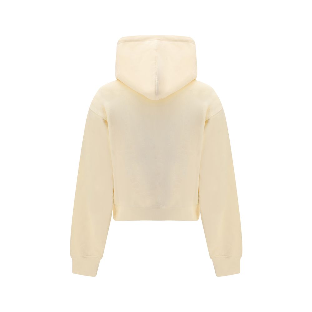 Cream Cotton SweatshirtCotton Hoodie by Jacquemus, featuring an adjustable drawstring hood for a custom fit. Featuring a logo patch on the front, ribbed cuffs and hem for a finishing touch. The slim fit flatters the silhouette, combining comfort and conte