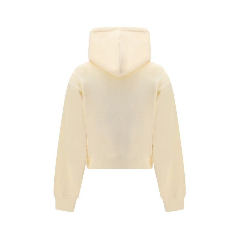 Cream Cotton SweatshirtCotton Hoodie by Jacquemus, featuring an adjustable drawstring hood for a custom fit. Featuring a logo patch on the front, ribbed cuffs and hem for a finishing touch. The slim fit flatters the silhouette, combining comfort and conte