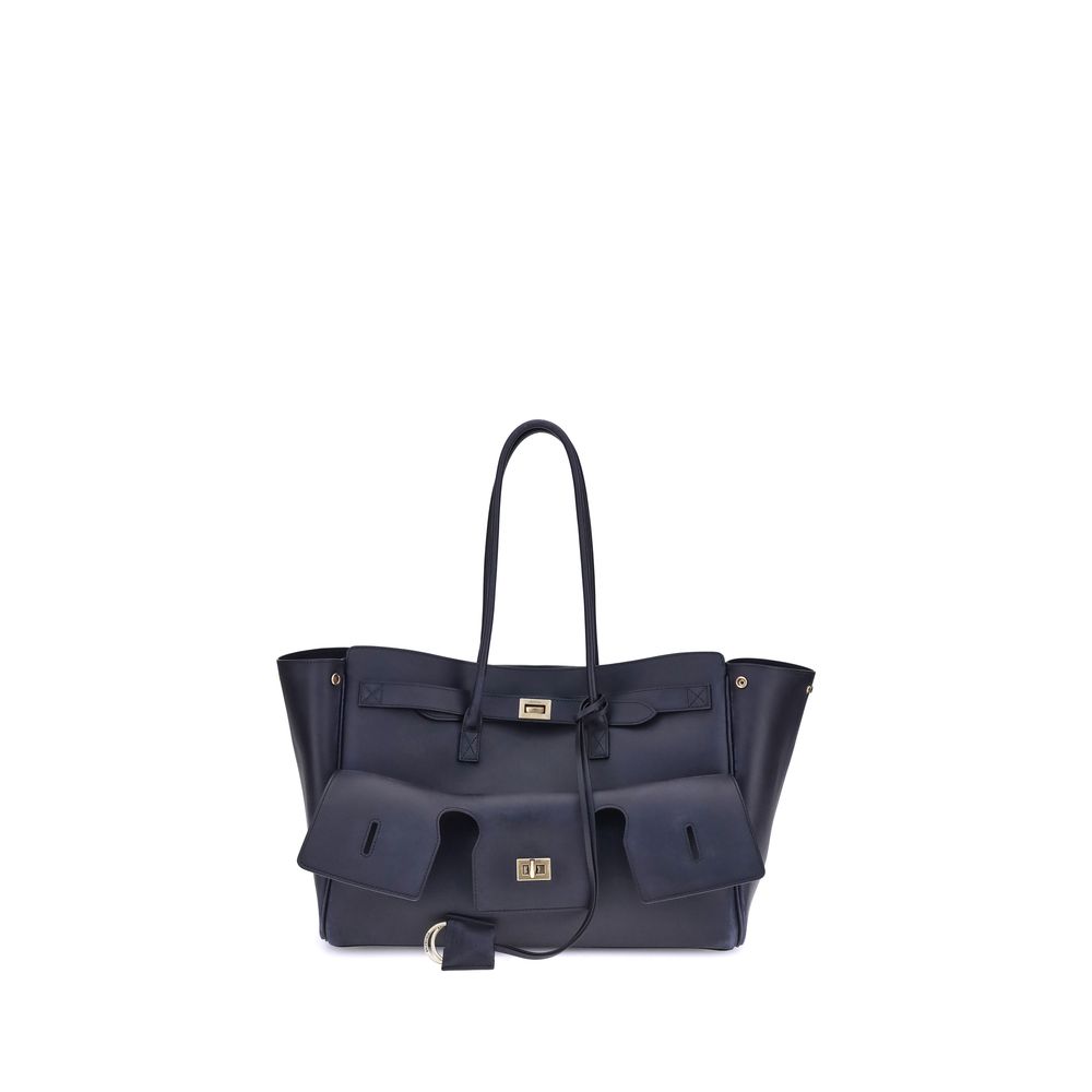 Blue Calf Leather Bos Taurus Shoulder BagThe medium Bel Air Shoulder Bag by Balenciaga combines elegance and functionality in a modern design. Carried by hand or on the shoulder thanks to the two handles, it is embellished with the Balenciaga Paris logo e