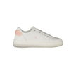 White Leather Women SneakerStep into the realm of sleek athleticism with these Calvin Klein sports shoes. Designed for the fashion-forward, they feature a crisp white backdrop accented by bold, contrasting pink details that capture the eye. The removable