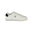 White Leather Men SneakerDiscover the epitome of chic athleticism with these Calvin Klein sports shoes, meticulously crafted to infuse your stride with confidence. These sneakers boast striking black details that make a bold statement against the crisp wh