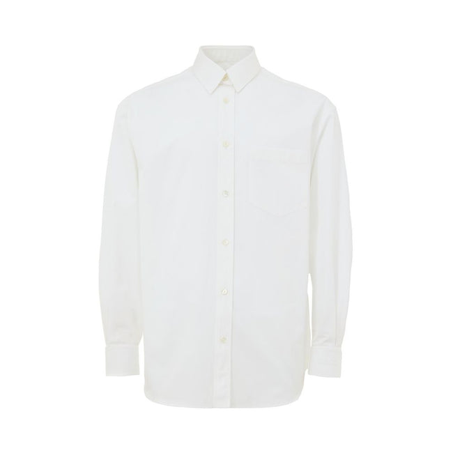 White Cotton Dress ShirtGucci Double Collar Cotton Poplin Shirt. Front button fastening, removable classic shirt collar, mandarin collar. Double cuff. Patch pocket on the side, rounded at the bottom. Composition: 100% Cotton Internal SKU: 25GIU202 Brand S