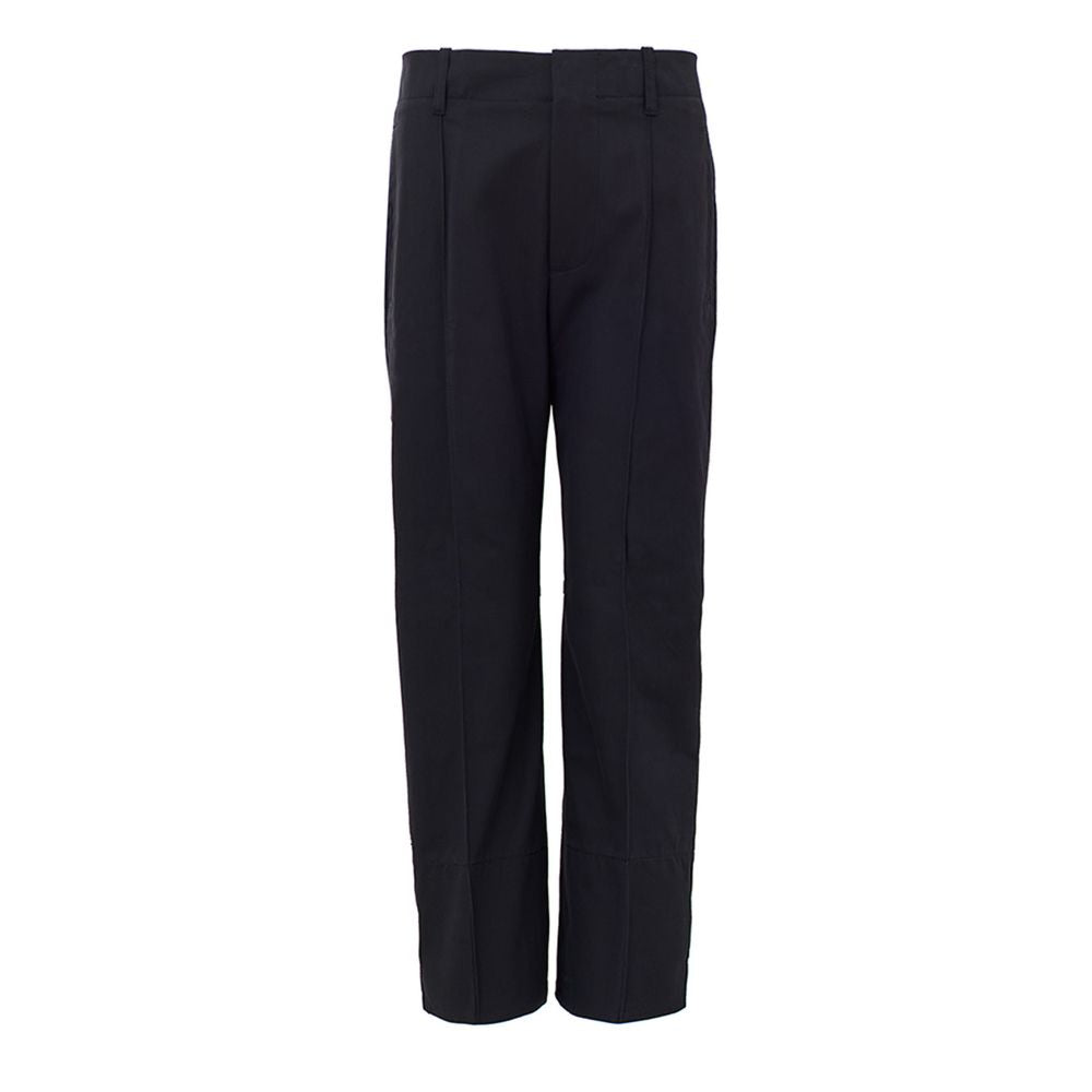 Marineblaue Freizeithose aus Baumwolle mit hohem Bund