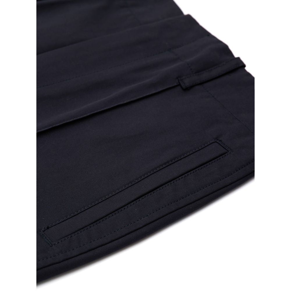Bottega Veneta Navy Blue Cotton High-Waist Trousers