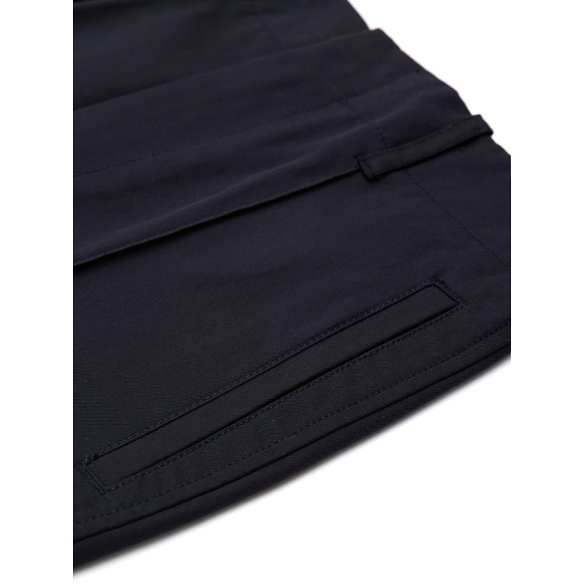 Navy Blue Cotton PantBottega Veneta Navy Blue Twill Trousers. High waist, front fastening with covered hooks, two side pockets, one back pocket closed with covered zip, central seam on the leg, on the bottom openable button. Composition: 100% Cotton Inter