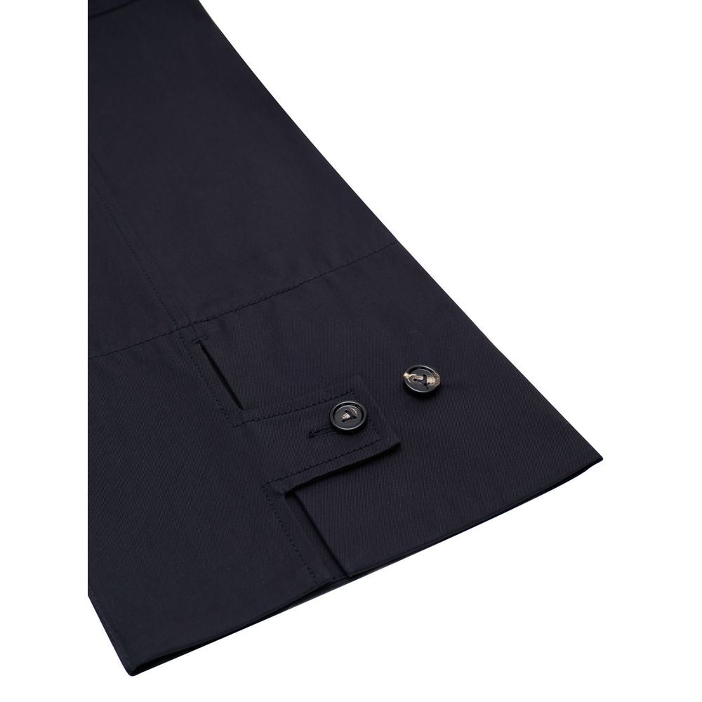 Bottega Veneta Navy Blue Cotton High-Waist Trousers