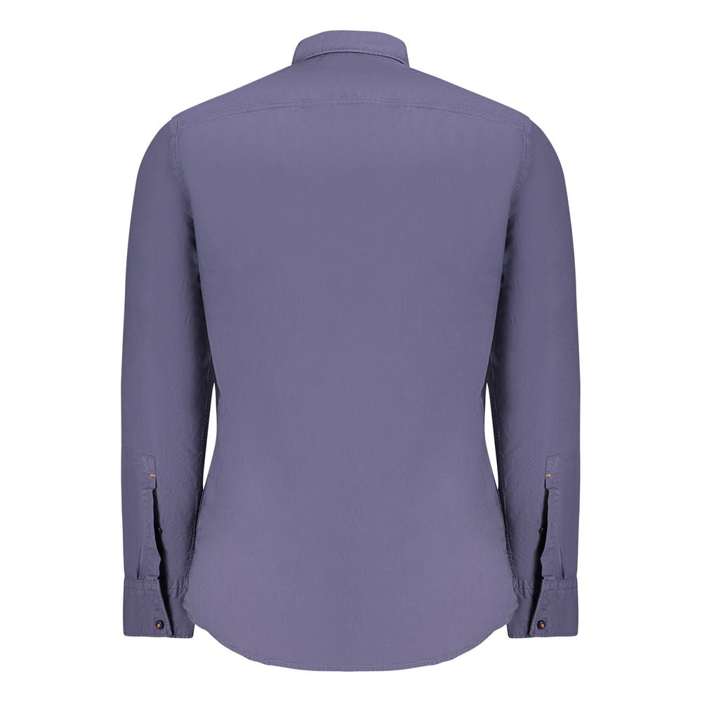 Blue Cotton Men ShirtElevate your wardrobe with the sleek sophistication of Hugo Boss. This long-sleeve shirt boasts a regular fit designed to complement any figure with an unmistakable air of refinement. Crafted with expert attention to detail, it featur